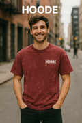 HOODE™ Vintage Wash Tee – Maroon Blaze