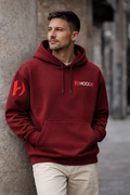 HOODE premium oversized hoodie in maroon – front view