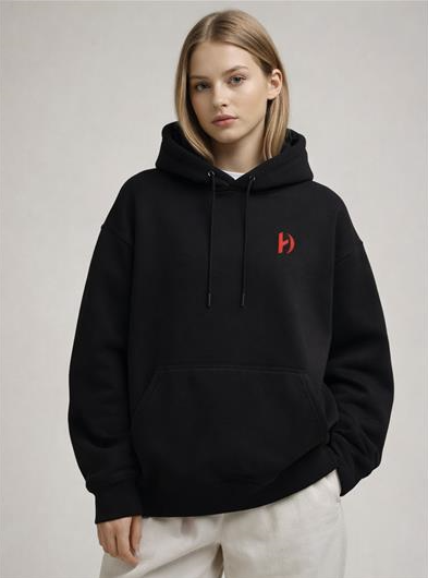 Mandala Drop Oversized Hoodie – Black