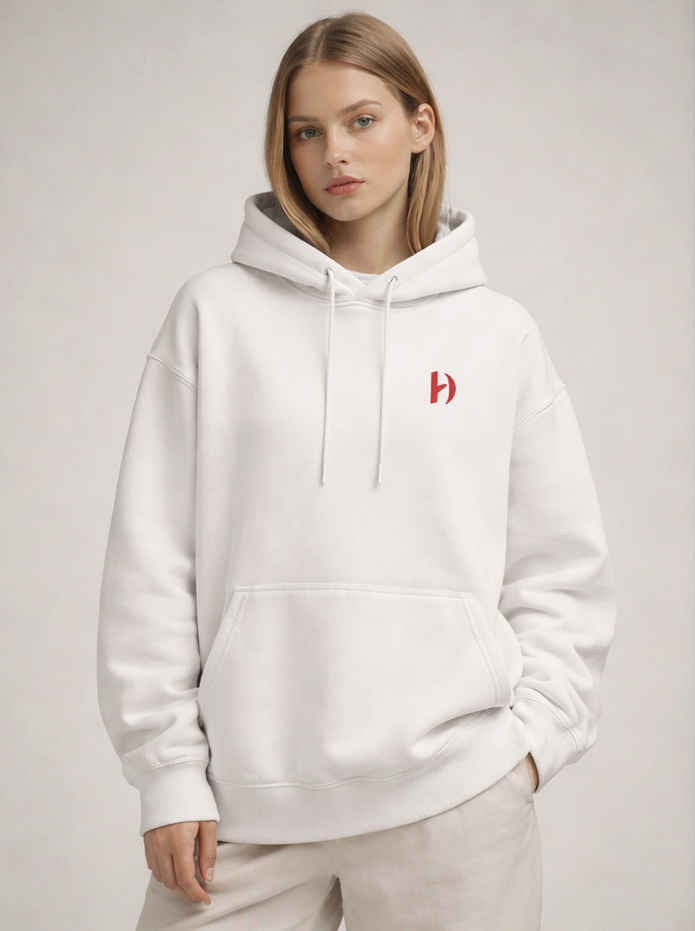 Mandala Drop Oversized Hoodie – White